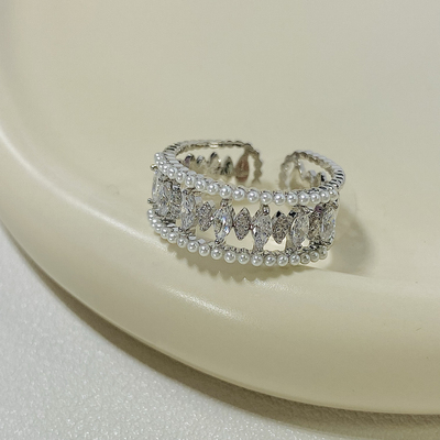 小众设计法式轻奢珍珠锆石戒指