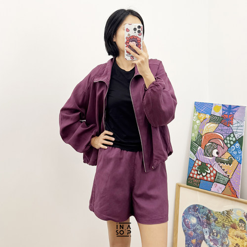 天丝亚麻女宽松舒适五分短裤