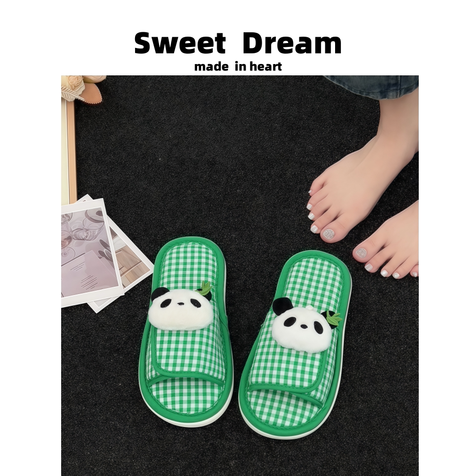 可爱熊猫拖鞋女夏季室内家居