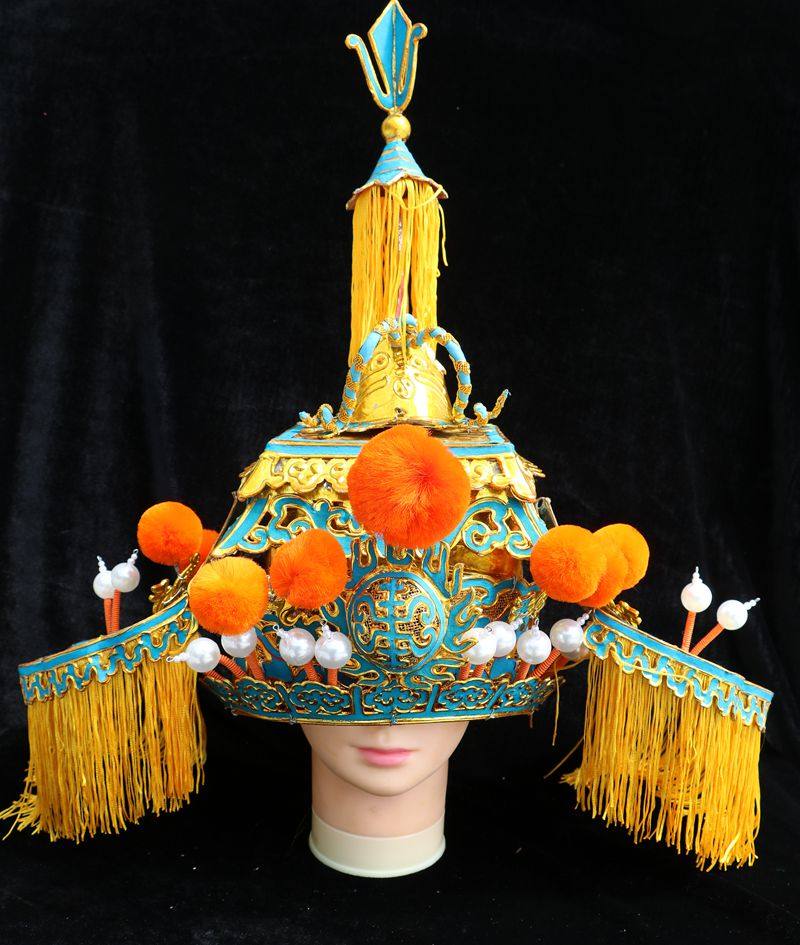 京剧戏剧 豫剧花脸耳不闻 将帽 国长帽侯盔 太师盔 三开盔三用