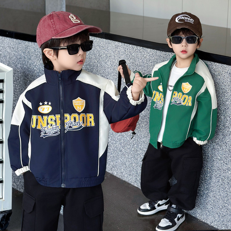 儿童外套2026秋季新款男童韩版潮酷机车服中小童拼色棒球服夹克