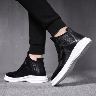 凯玛龙冬季加绒保暖套脚高邦真皮韩版潮流短靴高帮休闲鞋马丁靴子