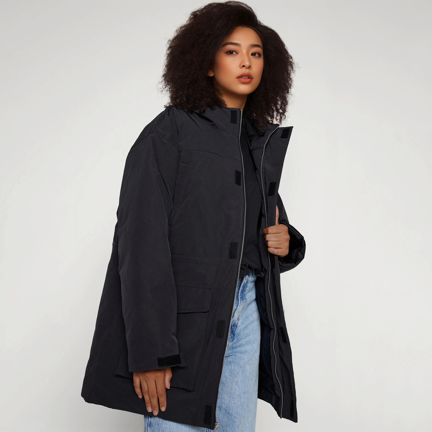 酷动城女子加厚中长款羽绒服