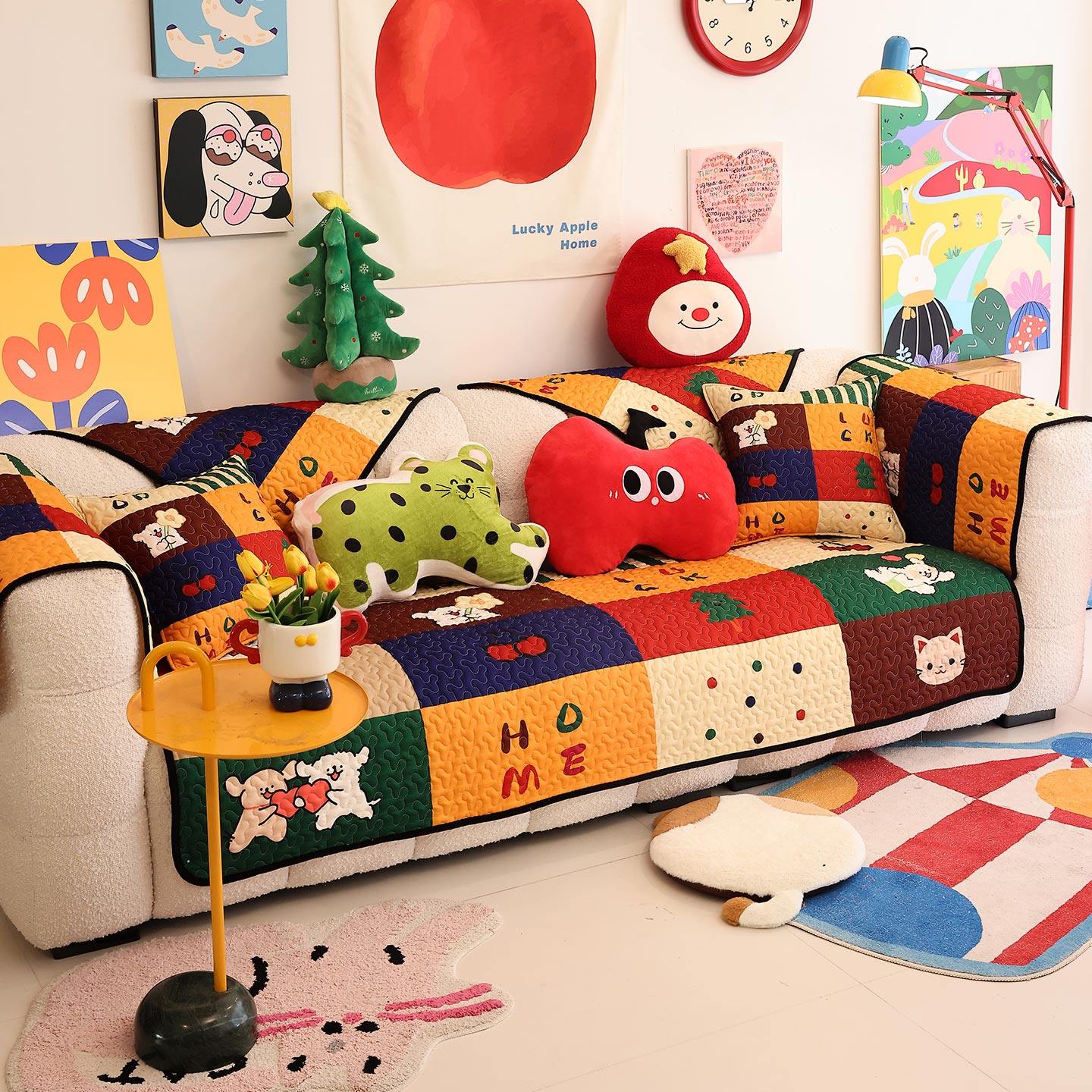 凡米特 ins风卡通拼色沙发垫全包防滑四季通用客厅多巴胺沙发套罩,居家布艺,沙发垫,淘宝优惠券,粉丝福利购,淘宝优惠卷