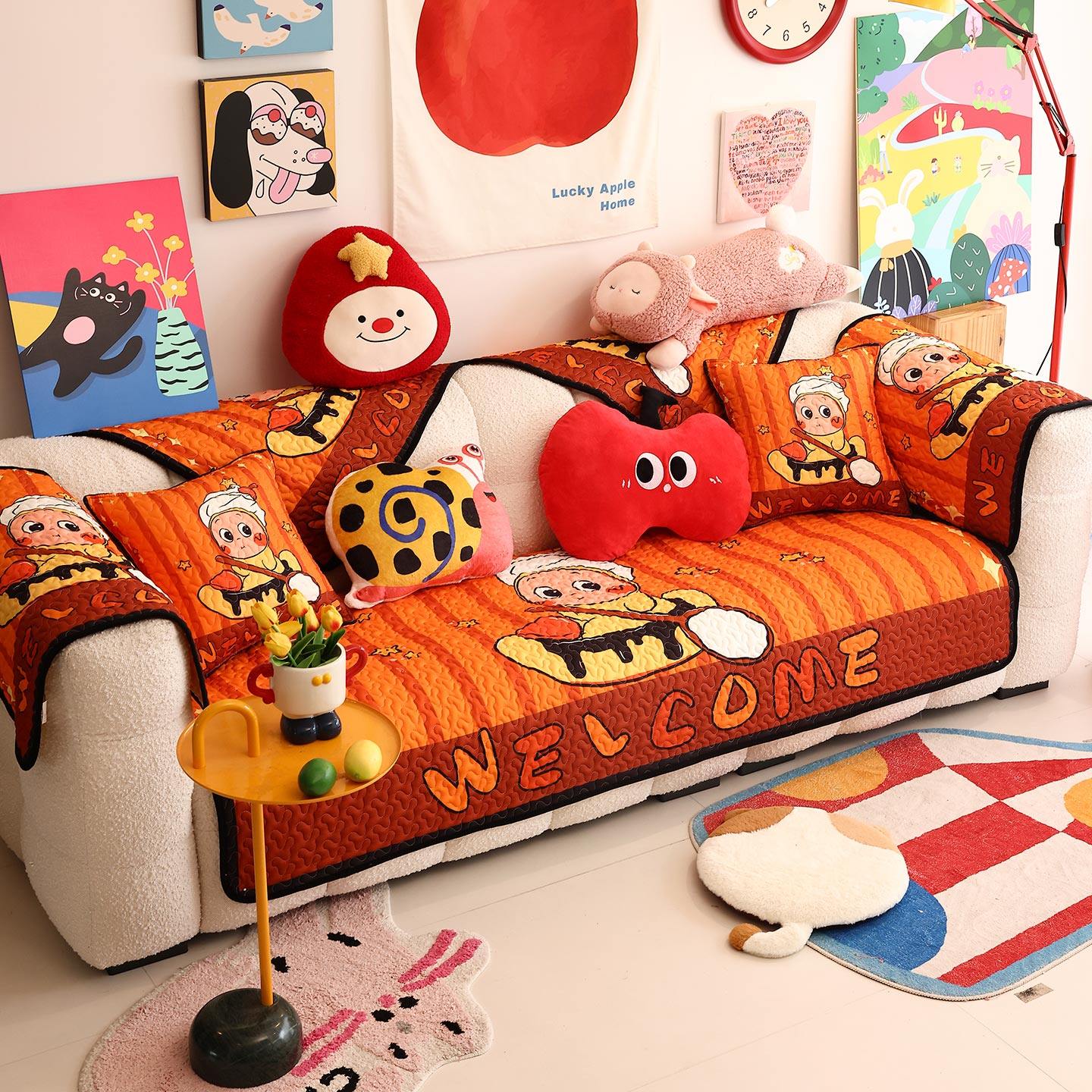 凡米特萌趣卡通沙发垫四季防滑喜庆沙发套可爱布艺组合坐垫盖布罩,居家布艺,沙发垫,淘宝优惠券,粉丝福利购,淘宝优惠卷