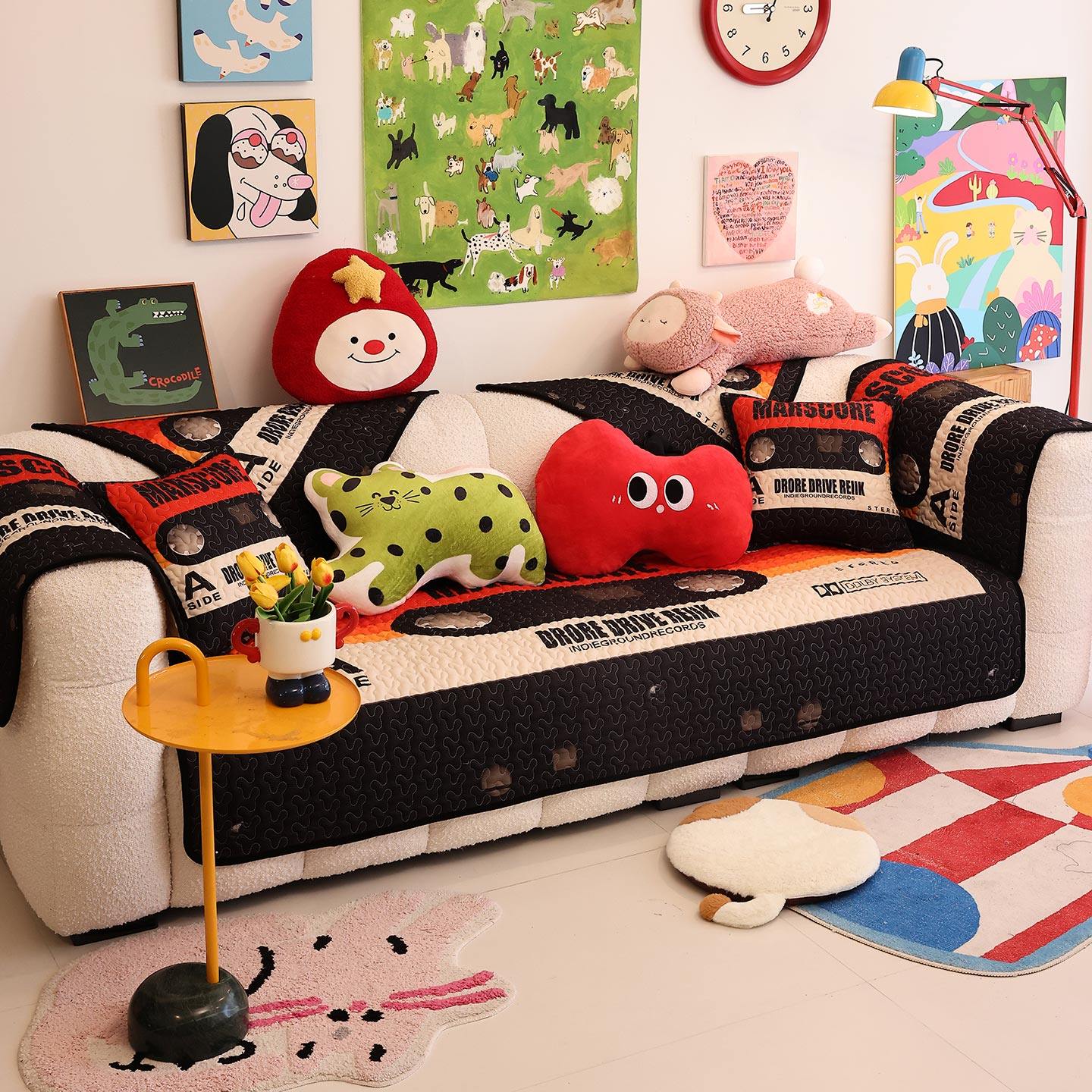 凡米特潮酷个性布艺沙发垫2026新款四季通用可机洗防滑沙发套罩巾