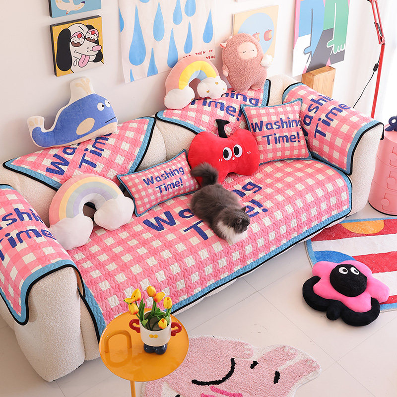 凡米特多巴胺布艺沙发垫新款简约格子全包防猫爪四季坐垫盖布巾罩,居家布艺,沙发垫,淘宝优惠券,粉丝福利购,淘宝优惠卷