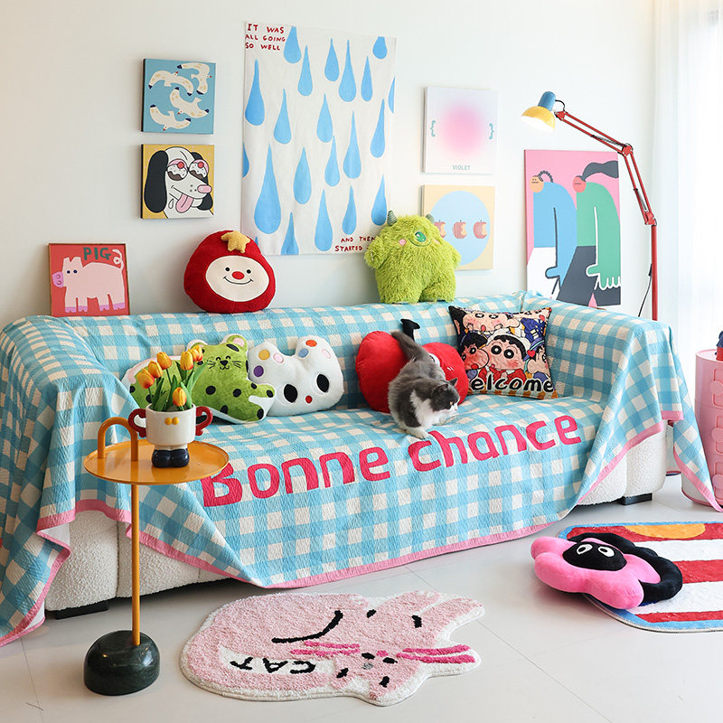 多巴胺沙发盖布巾2025新款布艺沙发套子四季通用全包防猫抓盖罩毯