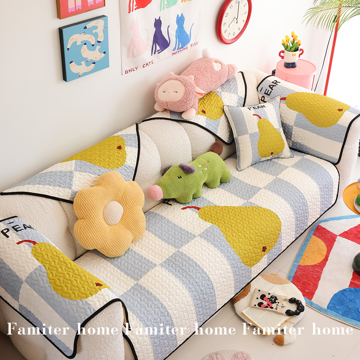 ins风卡通四季款防滑沙发垫套罩