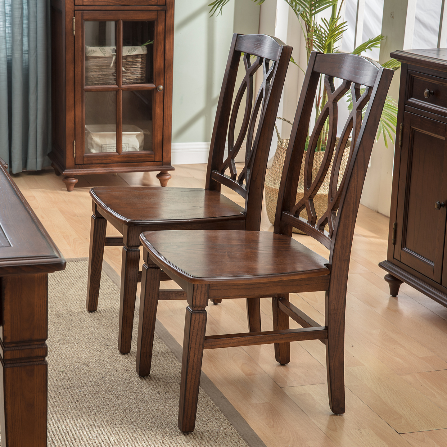 美式实木餐椅家用吃饭椅子