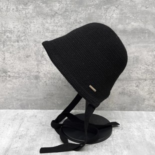 25新款倪妮同款羊毛针织渔夫帽子女秋冬保暖盆帽绑带公主帽显脸小