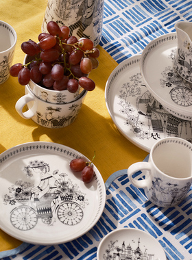 芬兰Arabia Emilia 纪念款午后田园简约陶瓷马克杯盘进口日本早餐