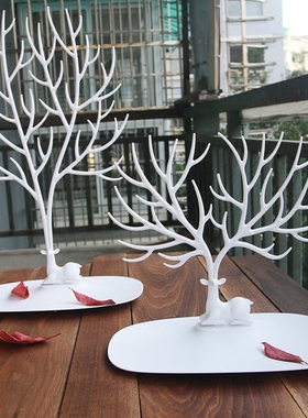 泰国Qualy鹿王首饰架  森林鹿角白饰品架 北欧个性创意项链耳环架