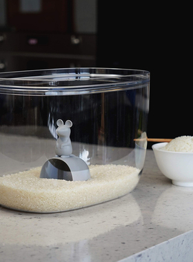 泰国Qualy多用途幸运鼠米箱 防潮密封塑料米桶家用带盖小清新10斤