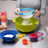 Joseph烘焙工具彩虹九件套 烘焙料理盆 刻度滤勺滤碗含刻度碗具
