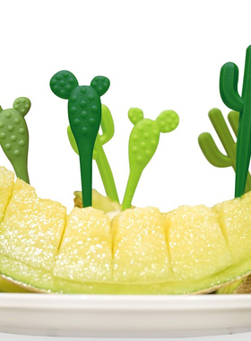 泰国qualy仙人掌可爱创意家云朵儿童水果叉套装 精致蛋糕甜品叉签