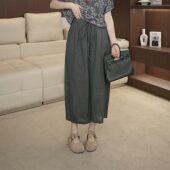 夏季 九分裤 裙 慵懒显瘦神器 3933 裤 亚麻宽松休闲裤 女装 大码