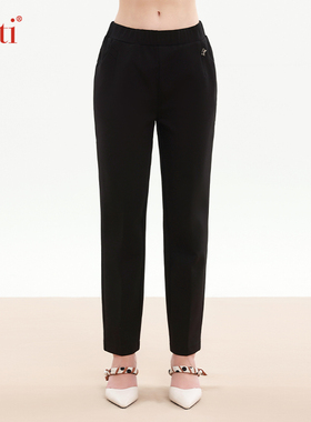 Gitti/吉蒂秋款松紧腰针织休闲裤女百搭通勤显瘦长裤G255564