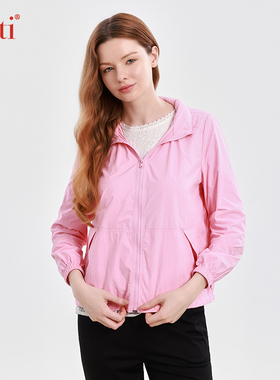 Gitti/吉蒂大口袋松紧袖口夹克女拼接长袖短外套G251015