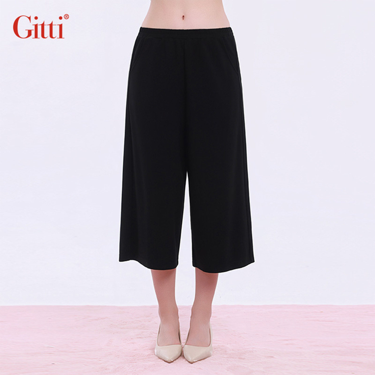 Gitti/吉蒂慵懒随性宽松大码裙裤女松紧腰显瘦中裤阔腿裤G261056,女装/女士精品,裙裤,淘宝优惠券,粉丝福利购,淘宝优惠卷