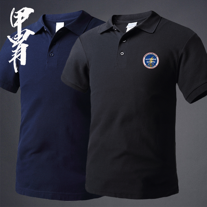 夏季新品 法国GIGN特别干预机动部队闪电标 军迷短袖 翻领POLO衫
