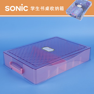 索尼克文具收纳盒SONIC桌面文具盒 文具整理盒 透明零星物品收纳