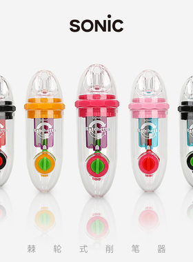 日本SONIC索尼克转笔刀 手持双段SK-878迷你棘轮式削笔器卷笔刀