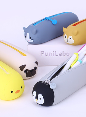 日本喜利硅胶笔袋Lihit LAB小学生软质文具盒PuniLabo创意铅笔盒