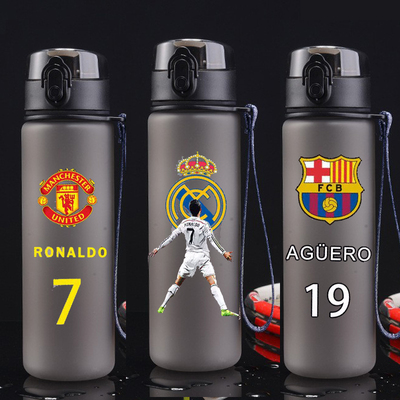 包邮大容量足球水杯子C罗梅西水壶姆巴佩内马尔塑料运动夏季男生