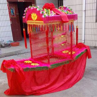 新款旱船道具 彩船 花船 采莲船 花轿推车 毛驴秧歌服装 社火道具
