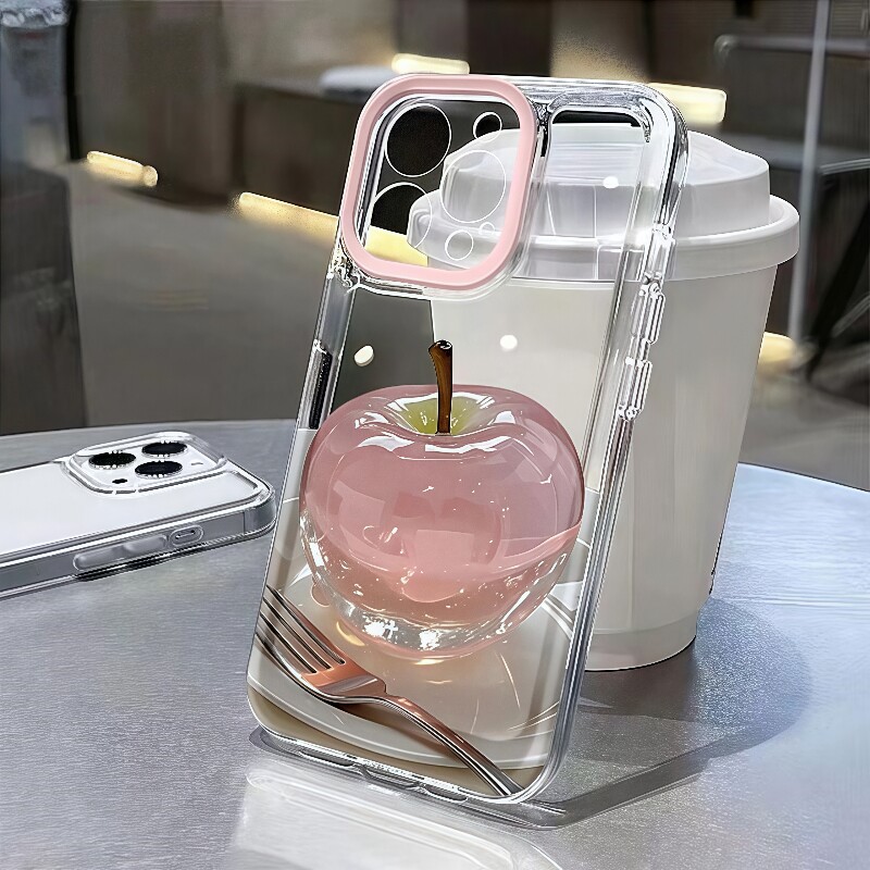 水晶苹果适用iPhone17air手机壳iPhone16promax高级感15plus透明14新款13全包边12防摔11新款xs网红x爆款7/8