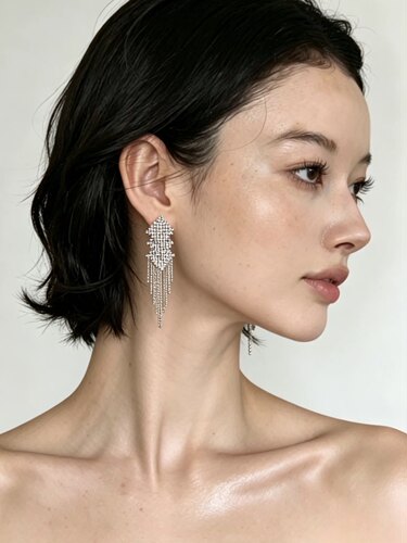 Atelier Koa 韩国奢华复古美拉德闪钻流苏耳钉