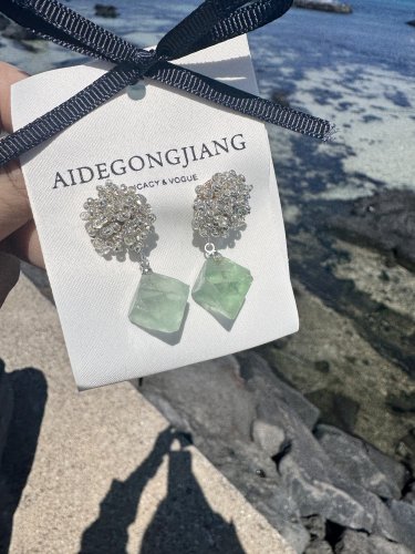 Atelier Koa日本手工制作天然绿萤石水晶串珠耳环