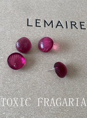 Toxic F ｜有毒植物 超美显白贝壳透明紫红色耳钉