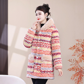 冬季 外穿妈妈装 棉袄民族风连帽棉服女短款 加绒加厚保暖毛内胆时尚
