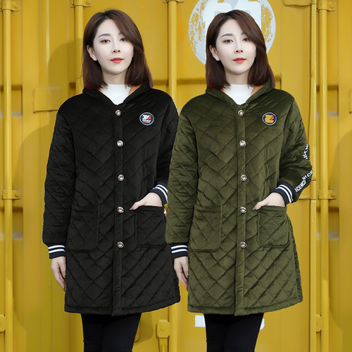 加绒加厚外套罩衣女棉衣连帽大码