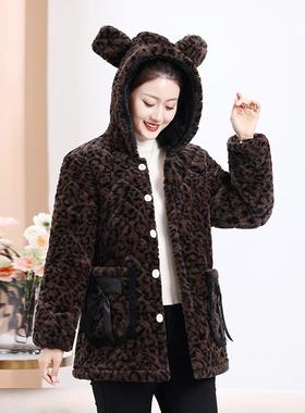 小个子短款连帽子棉袄冬季外套加绒加厚保暖棉内胆中老年大码女装