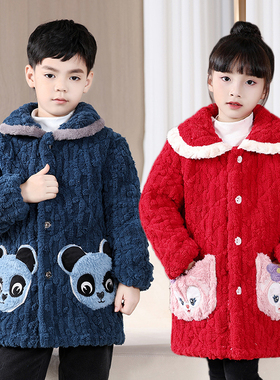 儿童棉服罩衣2025新款冬季外套男童棉衣女童冬装中大童加绒加厚款