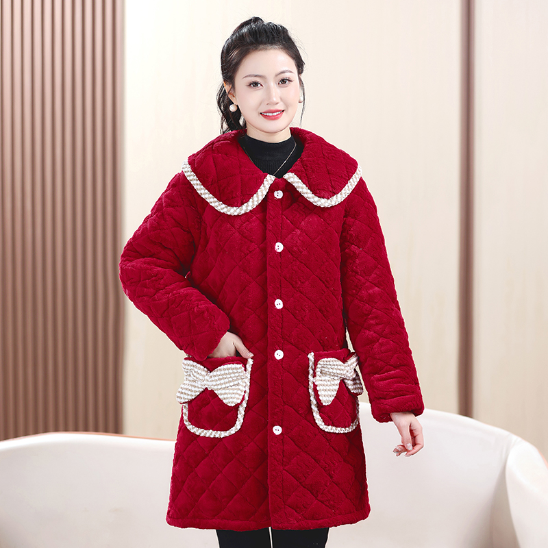 中长款罩衣棉服加绒加厚休闲宽松