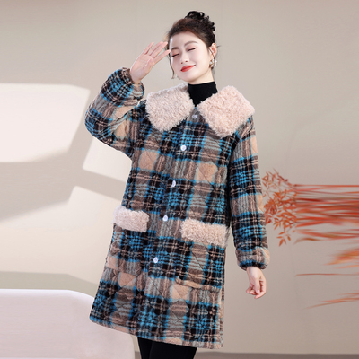 2025冬季新款格子外套女加绒加厚