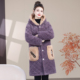 洋气连帽棉服女妈妈加绒加厚外套中长款 2025新款 冬季 保暖棉衣棉袄