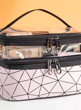 新款双层化妆包手提大容量多功能多层便携旅行护肤品洗漱包收纳袋