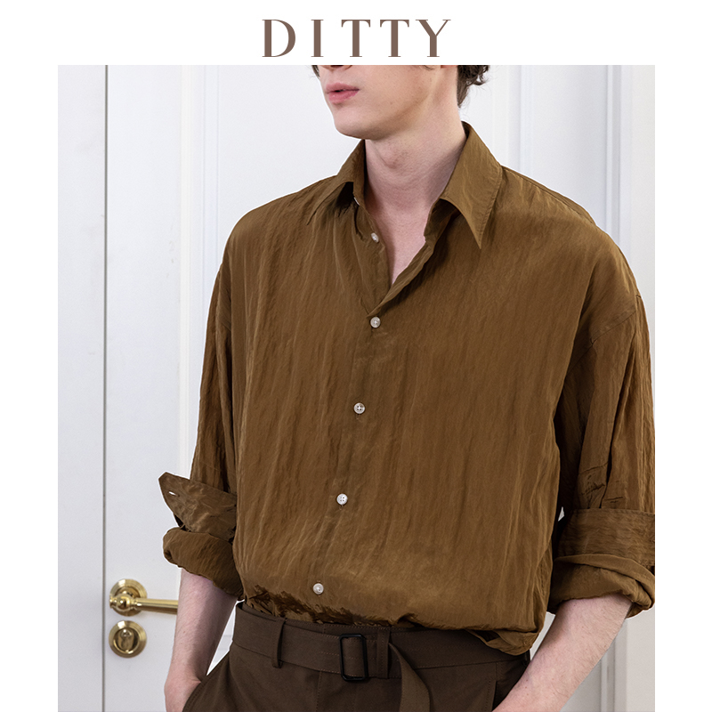 DITTY翻领长袖休闲聚酯纤维衬衫