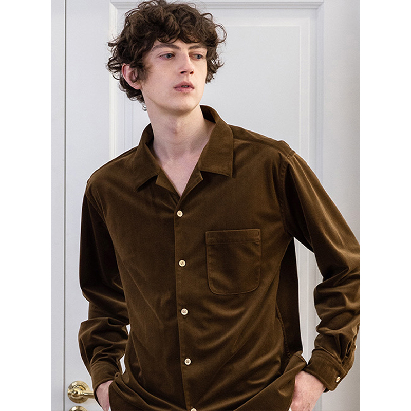 DITTY古巴领长袖量感灯芯绒衬衫