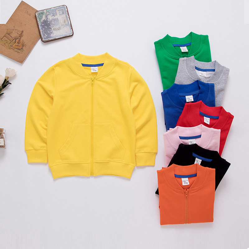 男女童纯棉运动服夹克棒球服纯棉春季宝蓝色校服外套拉链开衫卫衣