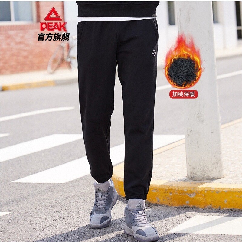 匹克运动休闲宽松男加绒保暖卫裤