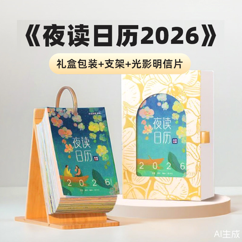 夜读日历2026 龚俊推荐 央视新闻夜读栏目暖心日历 赠竹木支架+精美礼盒+4张光影明信片 夜读温柔日历人间 生活读书新知三联书店