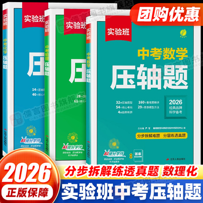 2026实验班数学中考压轴题初中物理化学实验题七八年级九年级数学函数几何专项训练解题模板例题初一初二初三上册下册必刷题教辅
