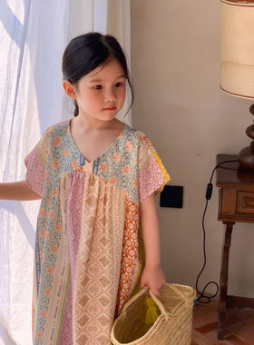女童田园夏季碎花连衣裙潮度假风
