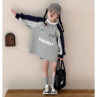 女童卫衣长款小女孩长袖上衣宽松休闲卫衣裙洋气时髦宝宝春装套装